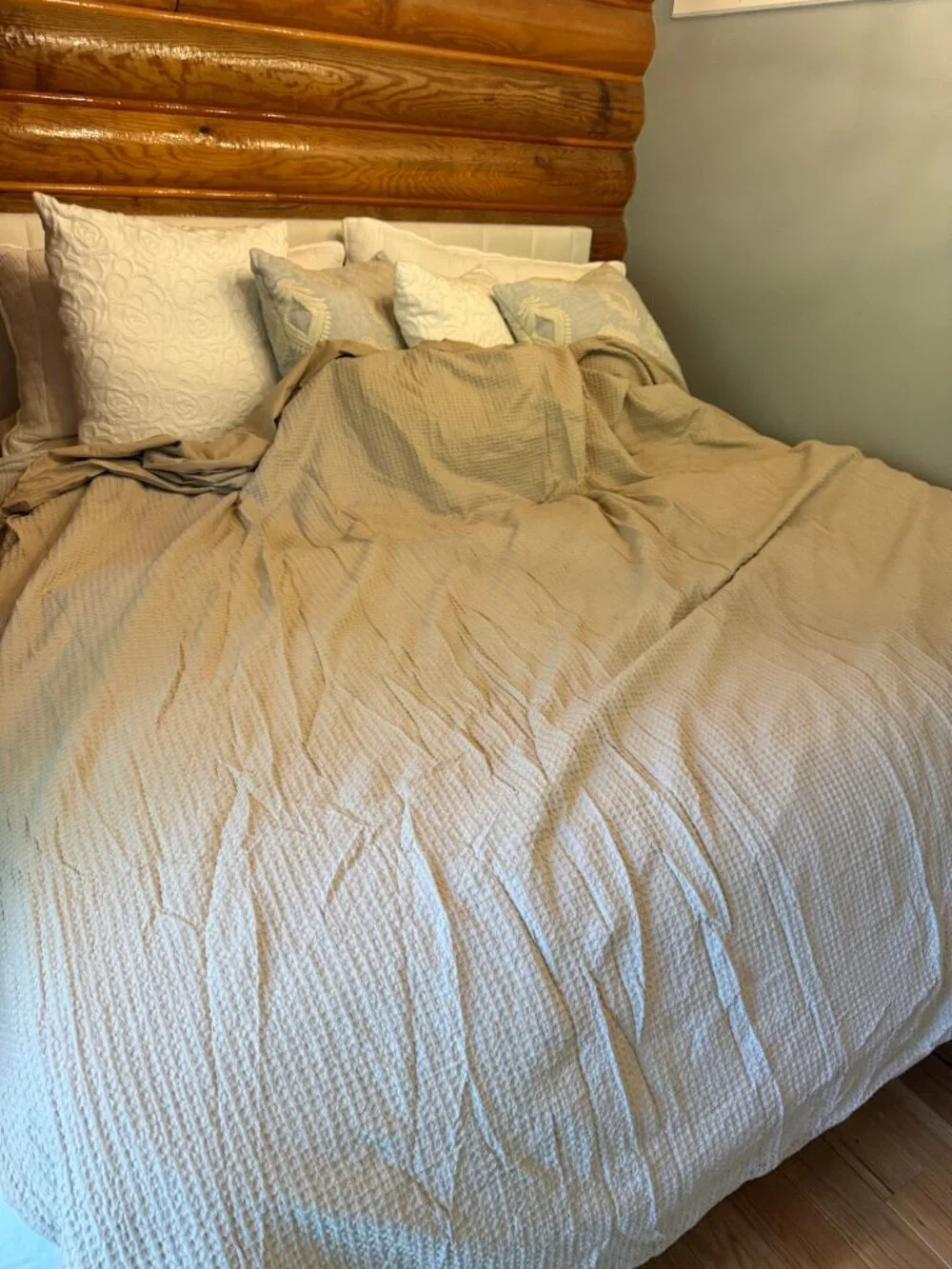 Quince Organic Luxe Honeycomb Duvet Cover Set with Shams King Sand